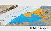 Political Panoramic Map of Hoima, semi-desaturated