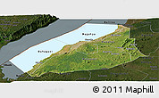Satellite Panoramic Map of Hoima, darken
