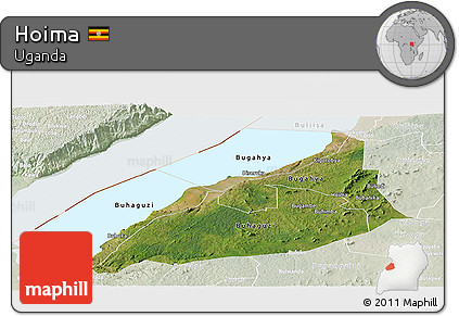 Satellite Panoramic Map of Hoima, lighten