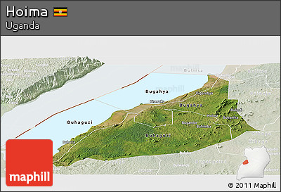 Satellite Panoramic Map of Hoima, lighten