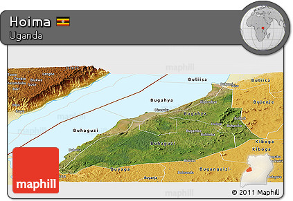 Satellite Panoramic Map of Hoima, physical outside