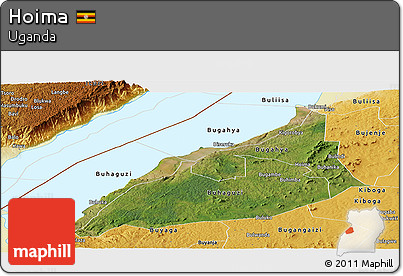 Satellite Panoramic Map of Hoima, physical outside