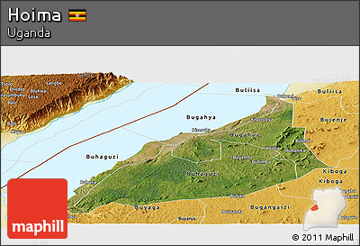 Satellite Panoramic Map of Hoima, physical outside
