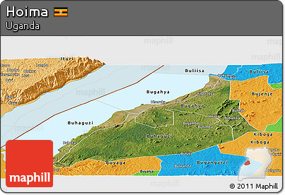 Satellite Panoramic Map of Hoima, political outside