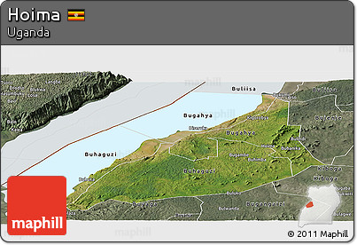 Satellite Panoramic Map of Hoima, semi-desaturated