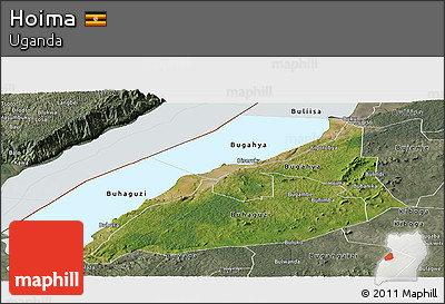 Satellite Panoramic Map of Hoima, semi-desaturated