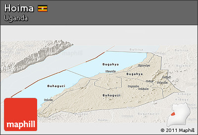 Shaded Relief Panoramic Map of Hoima, lighten