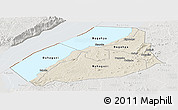 Shaded Relief Panoramic Map of Hoima, lighten, semi-desaturated