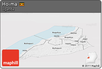 Silver Style Panoramic Map of Hoima, single color outside