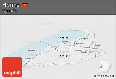 Silver Style Panoramic Map of Hoima, single color outside