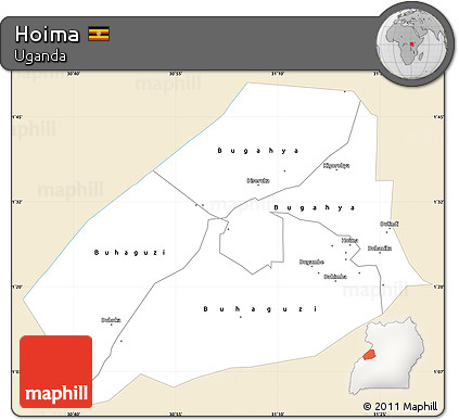Classic Style Simple Map of Hoima, single color outside