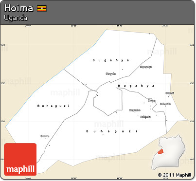 Classic Style Simple Map of Hoima, single color outside