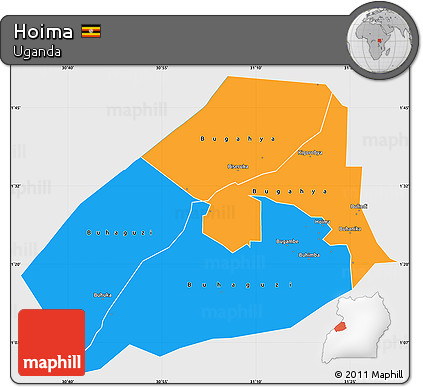 Political Simple Map of Hoima, single color outside