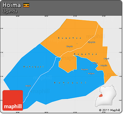 Political Simple Map of Hoima, single color outside