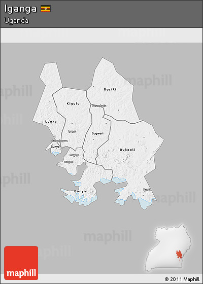 Gray 3D Map of Iganga, single color outside