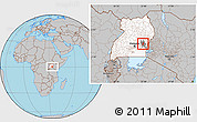 Gray Location Map of Bugweri, highlighted country, highlighted parent region
