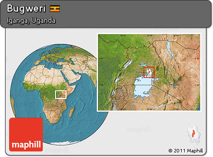 Satellite Location Map of Bugweri, highlighted parent region