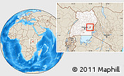 Shaded Relief Location Map of Bugweri, highlighted country