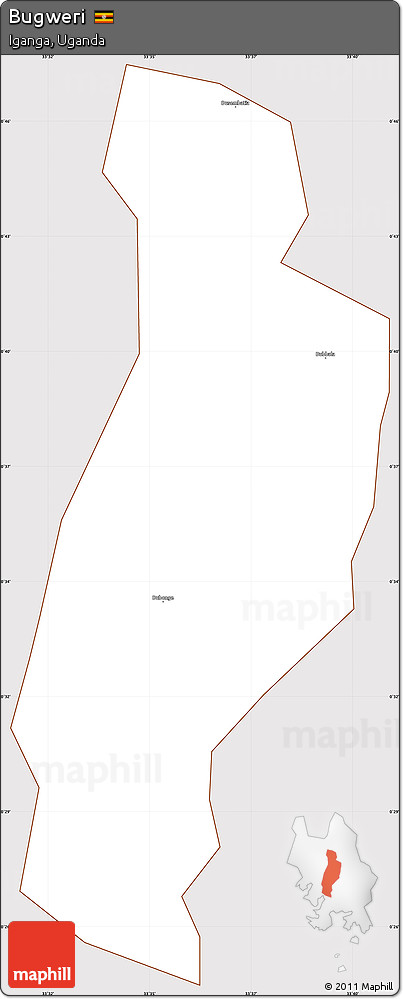 Classic Style Simple Map of Bugweri, cropped outside