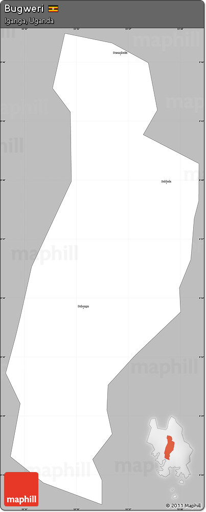 Gray Simple Map of Bugweri, single color outside