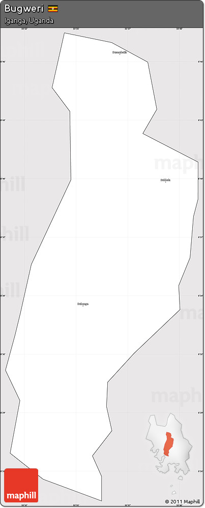 Silver Style Simple Map of Bugweri, cropped outside