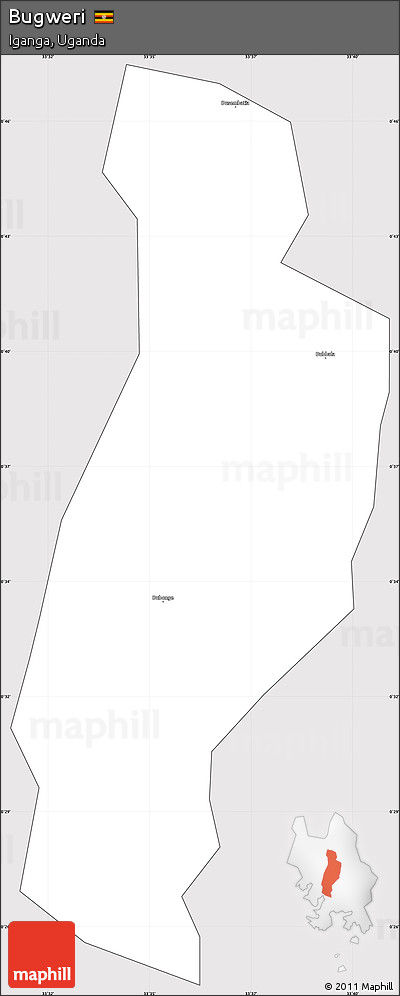 Silver Style Simple Map of Bugweri, cropped outside
