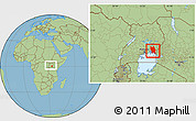 Savanna Style Location Map of Iganga, within the entire country
