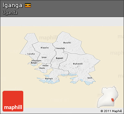 Classic Style Panoramic Map of Iganga, single color outside