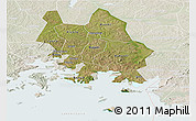 Satellite Panoramic Map of Iganga, lighten