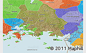 Satellite Panoramic Map of Iganga, political shades outside