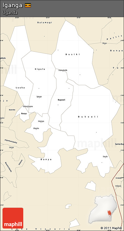 Classic Style Simple Map of Iganga