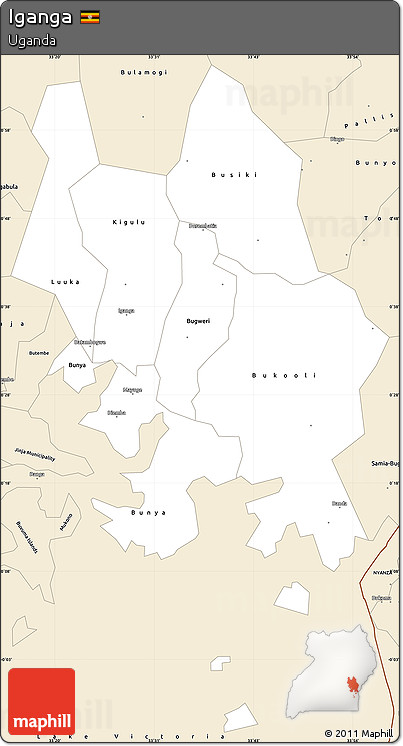 Classic Style Simple Map of Iganga