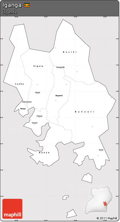 Silver Style Simple Map of Iganga, cropped outside