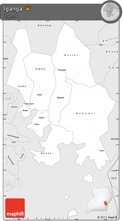 Silver Style Simple Map of Iganga