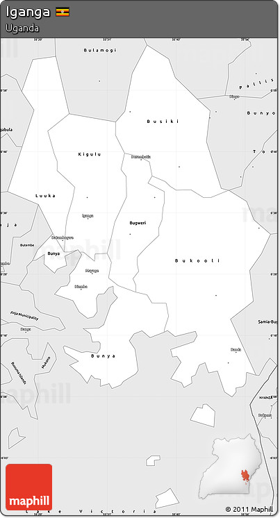 Silver Style Simple Map of Iganga