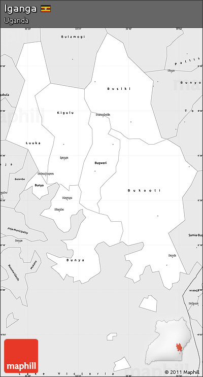 Silver Style Simple Map of Iganga