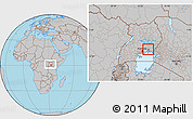 Gray Location Map of Butembe, within the entire country