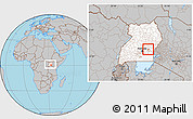 Gray Location Map of Butembe, highlighted country, within the entire country