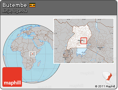 Gray Location Map of Butembe, highlighted country