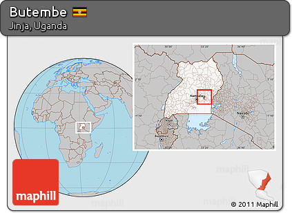 Gray Location Map of Butembe, highlighted country, highlighted parent region