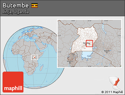 Gray Location Map of Butembe, highlighted country, highlighted parent region