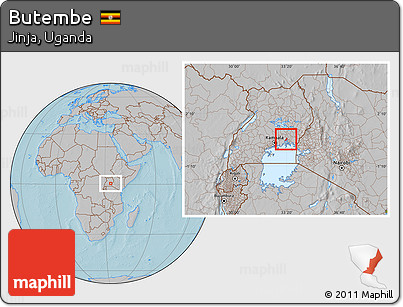 Gray Location Map of Butembe, hill shading