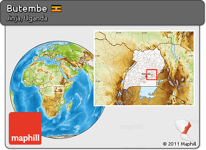 Physical Location Map of Butembe, highlighted country, within the entire country