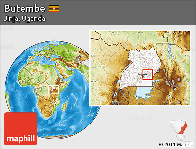 Physical Location Map of Butembe, highlighted country, within the entire country