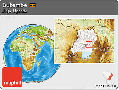 Physical Location Map of Butembe, highlighted country, within the entire country
