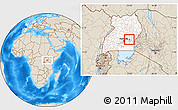 Shaded Relief Location Map of Butembe, highlighted country
