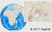 Shaded Relief Location Map of Butembe, highlighted parent region