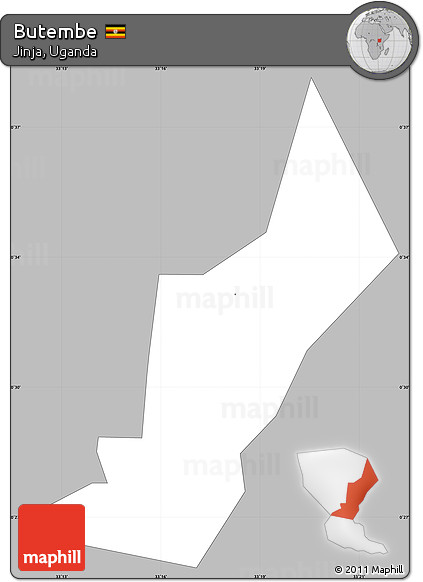 Gray Simple Map of Butembe, single color outside