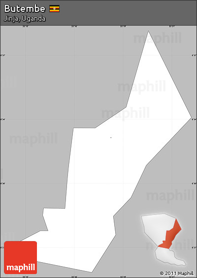 Gray Simple Map of Butembe, single color outside
