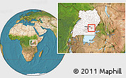 Satellite Location Map of Jinja Municipality, highlighted country